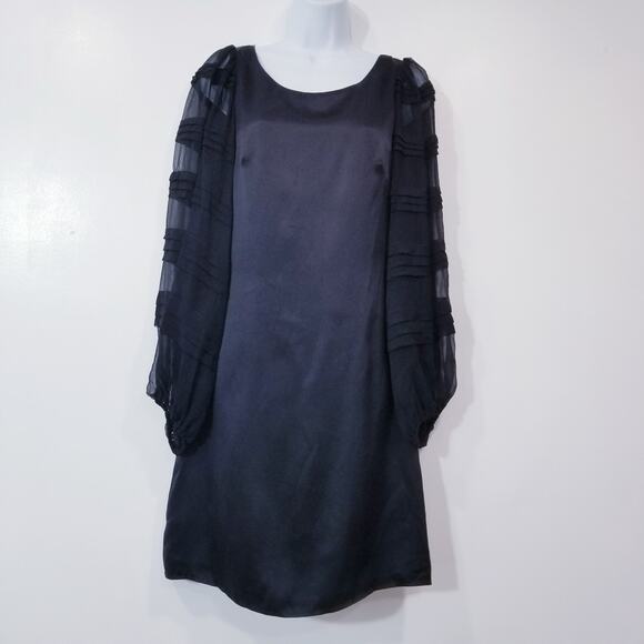 A.B.S by Allen Schwartz SILK Sateen Puff Sleeves Shift Dress - Picture 1 of 11